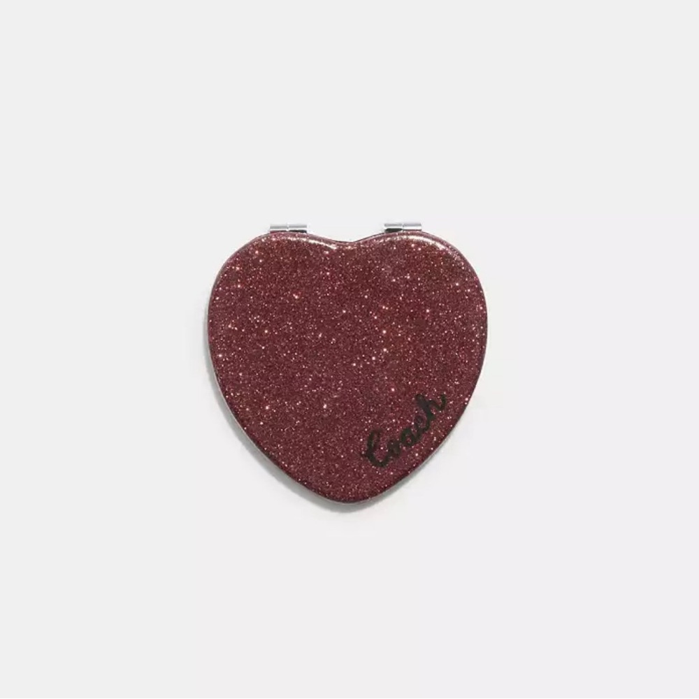 Coach Red Glitter Heart Compact Mirror 🆕 - Picture 8 of 9